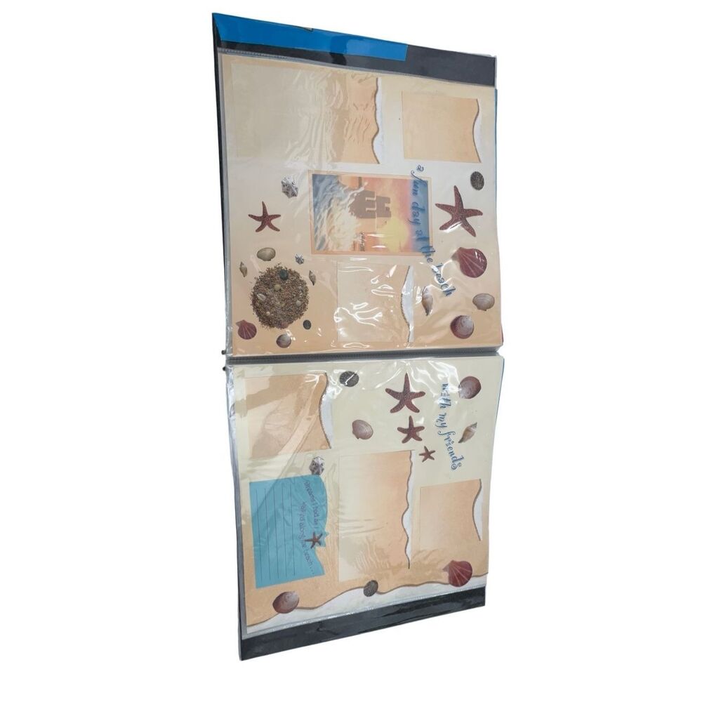 The photos appear to show a Tiny Treasures 12” x 12” Vacation Memories Scrapbook